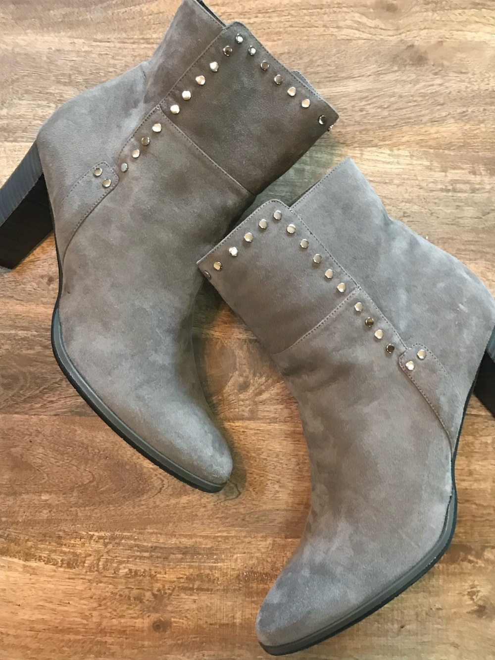 Jimmy Choo Taupe Suede Studded Ankle Booties